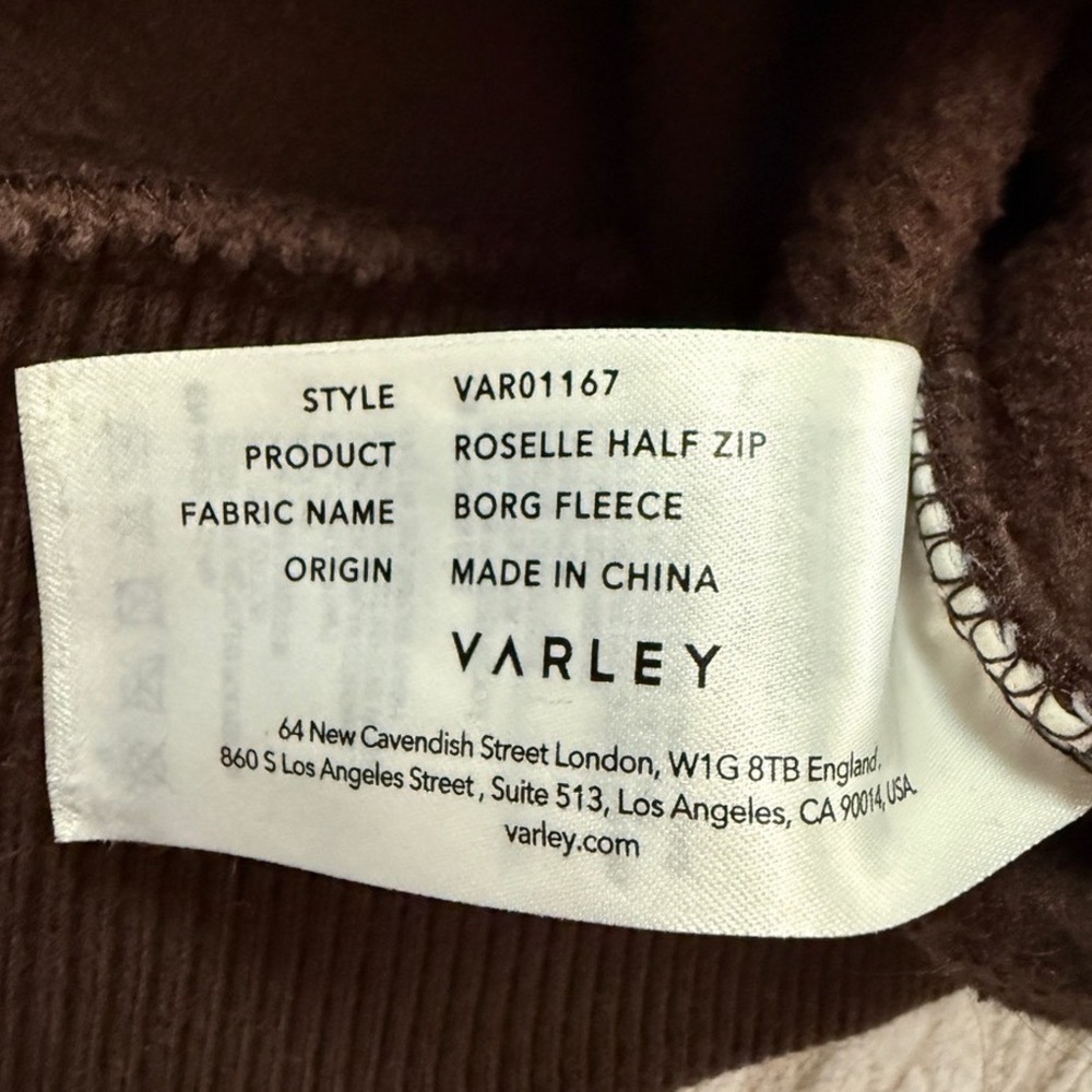 VARLEY Dark Brown Roselle Borg Fleece Half Zip Pullover M Clean Girl Sporty - Picture 11 of 11